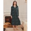 Ekouaer Nightgowns for Women Long Sleeves Nightgown Soft Sleepwear Button V Neck Sleepshirt Long Nightgown S-XXL(Black Green Floral)