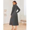 Ekouaer Nightgowns for Women Long Sleeves Nightgown Soft Sleepwear Button V Neck Sleepshirt Long Nightgown S-XXL(Dark Grey)