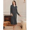 Ekouaer Nightgowns for Women Long Sleeves Nightgown Soft Sleepwear Button V Neck Sleepshirt Long Nightgown S-XXL(Dark Grey)