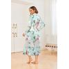 Ekouaer Nightgowns for Women Long Sleeves Nightgown Soft Sleepwear Button V Neck Sleepshirt Long Nightgown S-XXL(Green Pink Flower)