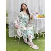 Ekouaer Nightgowns for Women Long Sleeves Nightgown Soft Sleepwear Button V Neck Sleepshirt Long Nightgown S-XXL(Green Pink Flower)