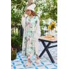 Ekouaer Nightgowns for Women Long Sleeves Nightgown Soft Sleepwear Button V Neck Sleepshirt Long Nightgown S-XXL(Green Pink Flower)