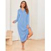 Ekouaer Nightgowns for Women Long Sleeves Nightgown Soft Sleepwear Button V Neck Sleepshirt Long Nightgown S-XXL(Light Blue)