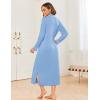 Ekouaer Nightgowns for Women Long Sleeves Nightgown Soft Sleepwear Button V Neck Sleepshirt Long Nightgown S-XXL(Light Blue)