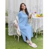 Ekouaer Nightgowns for Women Long Sleeves Nightgown Soft Sleepwear Button V Neck Sleepshirt Long Nightgown S-XXL(Light Blue)