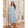 Ekouaer Nightgowns for Women Long Sleeves Nightgown Soft Sleepwear Button V Neck Sleepshirt Long Nightgown S-XXL(Light Blue Flower)