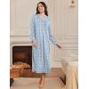 Ekouaer Nightgowns for Women Long Sleeves Nightgown Soft Sleepwear Button V Neck Sleepshirt Long Nightgown S-XXL(Light Blue Flower)