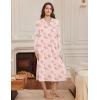 Ekouaer Nightgowns for Women Long Sleeves Nightgown Soft Sleepwear Button V Neck Sleepshirt Long Nightgown S-XXL(Pink Flower)