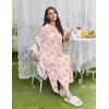 Ekouaer Nightgowns for Women Long Sleeves Nightgown Soft Sleepwear Button V Neck Sleepshirt Long Nightgown S-XXL(Pink Flower)