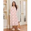Ekouaer Nightgowns for Women Long Sleeves Nightgown Soft Sleepwear Button V Neck Sleepshirt Long Nightgown S-XXL(Pink Flower)
