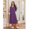 Ekouaer Nightgowns for Women Long Sleeves Nightgown Soft Sleepwear Button V Neck Sleepshirt Long Nightgown S-XXL(Purple)