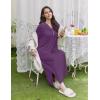 Ekouaer Nightgowns for Women Long Sleeves Nightgown Soft Sleepwear Button V Neck Sleepshirt Long Nightgown S-XXL(Purple)