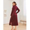 Ekouaer Nightgowns for Women Long Sleeves Nightgown Soft Sleepwear Button V Neck Sleepshirt Long Nightgown S-XXL(Wine Red)