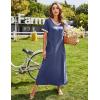 Ekouaer Women’s Full Length Short Sleeve Nightgown(A-navy Blue)