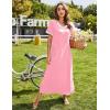 Ekouaer Women’s Full Length Short Sleeve Nightgown(A_pink)