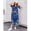 Ekouaer Women’s Full Length Short Sleeve Nightgown(Blue Ethnic Flower)
