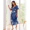 Ekouaer Women’s Full Length Short Sleeve Nightgown(Blue Ethnic Flower)