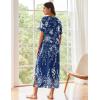 Ekouaer Women’s Full Length Short Sleeve Nightgown(Blue Ethnic Flower)