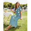 Ekouaer Women’s Full Length Short Sleeve Nightgown(Blue Floral)