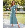 Ekouaer Women’s Full Length Short Sleeve Nightgown(Blue Floral)