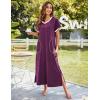 Ekouaer Women’s Full Length Short Sleeve Nightgown(Eggplant Purple)