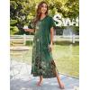 Ekouaer Women’s Full Length Short Sleeve Nightgown(Green Floral)