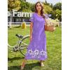 Ekouaer Women’s Full Length Short Sleeve Nightgown(Purple White Floral)