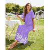 Ekouaer Women’s Full Length Short Sleeve Nightgown(Purple White Floral)