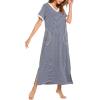 Ekouaer Women’s Full Length Short Sleeve Nightgown(Yarn Dyed Fabric 1)