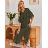 Ekouaer Women’s Nightgown Short Sleeve Sleepshirt Long Loungewear Casual Maxi Lounge Dress House Dresses with Pockets(Army Green)
