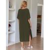 Ekouaer Women’s Nightgown Short Sleeve Sleepshirt Long Loungewear Casual Maxi Lounge Dress House Dresses with Pockets(Army Green)