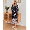 Ekouaer Women’s Nightgown Short Sleeve Sleepshirt Long Loungewear Casual Maxi Lounge Dress House Dresses with Pockets(Begonia Black)