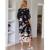 Ekouaer Women’s Nightgown Short Sleeve Sleepshirt Long Loungewear Casual Maxi Lounge Dress House Dresses with Pockets(Begonia Black)