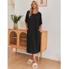 Ekouaer Women’s Nightgown Short Sleeve Sleepshirt Long Loungewear Casual Maxi Lounge Dress House Dresses with Pockets(Black)