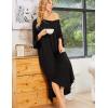 Ekouaer Women’s Nightgown Short Sleeve Sleepshirt Long Loungewear Casual Maxi Lounge Dress House Dresses with Pockets(Black)