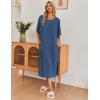 Ekouaer Women’s Nightgown Short Sleeve Sleepshirt Long Loungewear Casual Maxi Lounge Dress House Dresses with Pockets(Blue)
