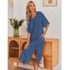 Ekouaer Women’s Nightgown Short Sleeve Sleepshirt Long Loungewear Casual Maxi Lounge Dress House Dresses with Pockets(Blue)