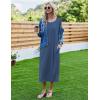 Ekouaer Women’s Nightgown Short Sleeve Sleepshirt Long Loungewear Casual Maxi Lounge Dress House Dresses with Pockets(Blue)