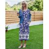 Ekouaer Women’s Nightgown Short Sleeve Sleepshirt Long Loungewear Casual Maxi Lounge Dress House Dresses with Pockets(Bohemian Flowers Blue)