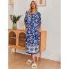 Ekouaer Women’s Nightgown Short Sleeve Sleepshirt Long Loungewear Casual Maxi Lounge Dress House Dresses with Pockets(Bohemian Flowers Blue)
