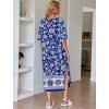 Ekouaer Women’s Nightgown Short Sleeve Sleepshirt Long Loungewear Casual Maxi Lounge Dress House Dresses with Pockets(Bohemian Flowers Blue)