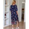 Ekouaer Women’s Nightgown Short Sleeve Sleepshirt Long Loungewear Casual Maxi Lounge Dress House Dresses with Pockets(Butterfly Black)