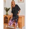 Ekouaer Women’s Nightgown Short Sleeve Sleepshirt Long Loungewear Casual Maxi Lounge Dress House Dresses with Pockets(Cherry Blossoms Black)