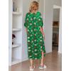 Ekouaer Women’s Nightgown Short Sleeve Sleepshirt Long Loungewear Casual Maxi Lounge Dress House Dresses with Pockets(Christmas Green Snowman)