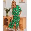 Ekouaer Women’s Nightgown Short Sleeve Sleepshirt Long Loungewear Casual Maxi Lounge Dress House Dresses with Pockets(Christmas Green Snowman)