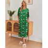 Ekouaer Women’s Nightgown Short Sleeve Sleepshirt Long Loungewear Casual Maxi Lounge Dress House Dresses with Pockets(Christmas Green Snowman)