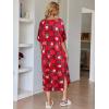 Ekouaer Women’s Nightgown Short Sleeve Sleepshirt Long Loungewear Casual Maxi Lounge Dress House Dresses with Pockets(Christmas Red Plaid)