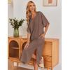 Ekouaer Women’s Nightgown Short Sleeve Sleepshirt Long Loungewear Casual Maxi Lounge Dress House Dresses with Pockets(Coffee)