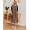 Ekouaer Women’s Nightgown Short Sleeve Sleepshirt Long Loungewear Casual Maxi Lounge Dress House Dresses with Pockets(Coffee)