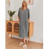 Ekouaer Women’s Nightgown Short Sleeve Sleepshirt Long Loungewear Casual Maxi Lounge Dress House Dresses with Pockets(Dark Grey)